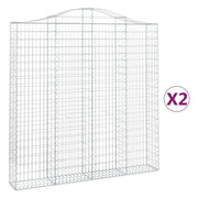 Set 2 cestini per gabbioni recinzione a gabbia muro di contenimento ad arco 200 x 30 x 200/220 cm ferro zincato Argento 02_0041336
