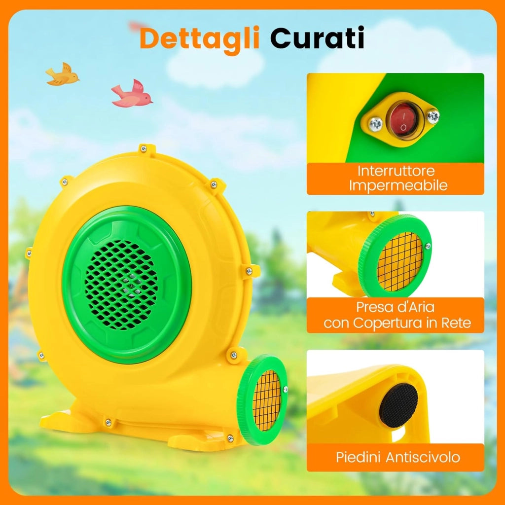 Ventilatore di Aria del Castello Gonfiabile, Soffiatore per Giochi Gonfiabili con Cavo di Alimentazione, per Castello Gonfiabile, Scivolo Acquatico e Giochi Gonfiabili (550W)