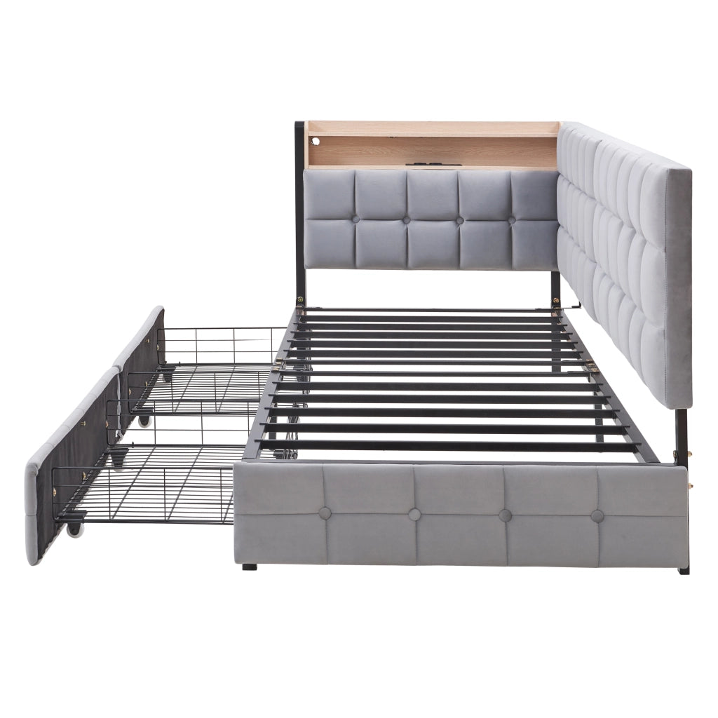 Divano letto imbottito tessuto 90x200 cm
