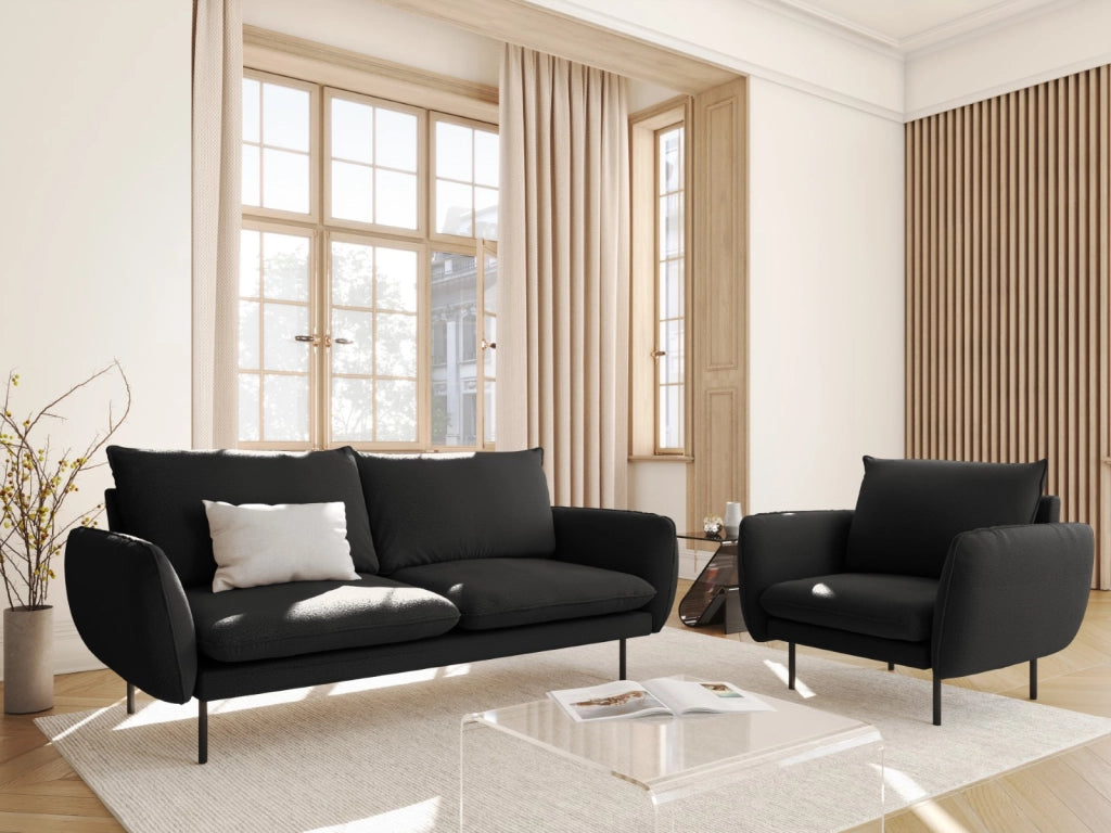 Cosmopolitan Design - Divano "Vienna" 2 posti in bouclé nero 