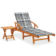 Lettino prendisole sedia a sdraio lettino prendisole letto da giardino mobili da esterno per patio con tavolo e cuscino legno di acacia 02_0012626