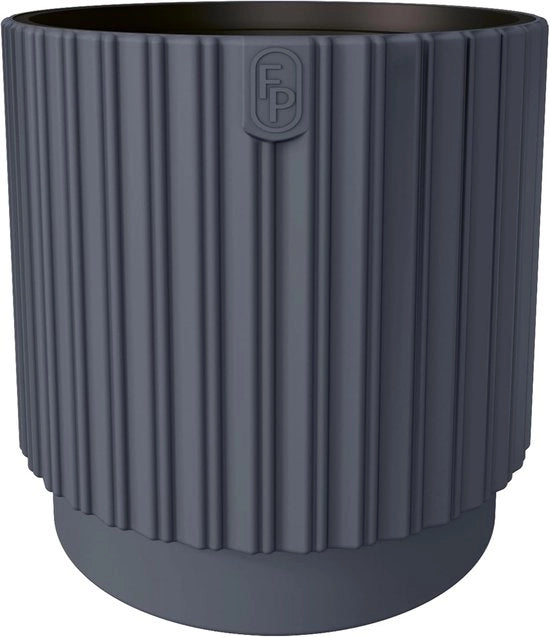 Vaso di fiori rotondo 40 cm, materiale plastico di alta qualità, per uso interno ed esterno, design moderno, colore antracite