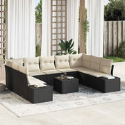 Set Divano da Giardino con cuscino 10 pcs Nero polyrattan 3347227
