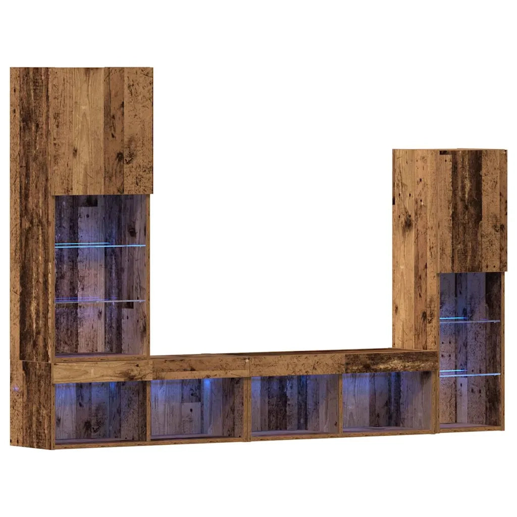 Mobile TV 4 pz-Mobile per TV-Credenza TV Legno vecchio Legno multistrato 904380