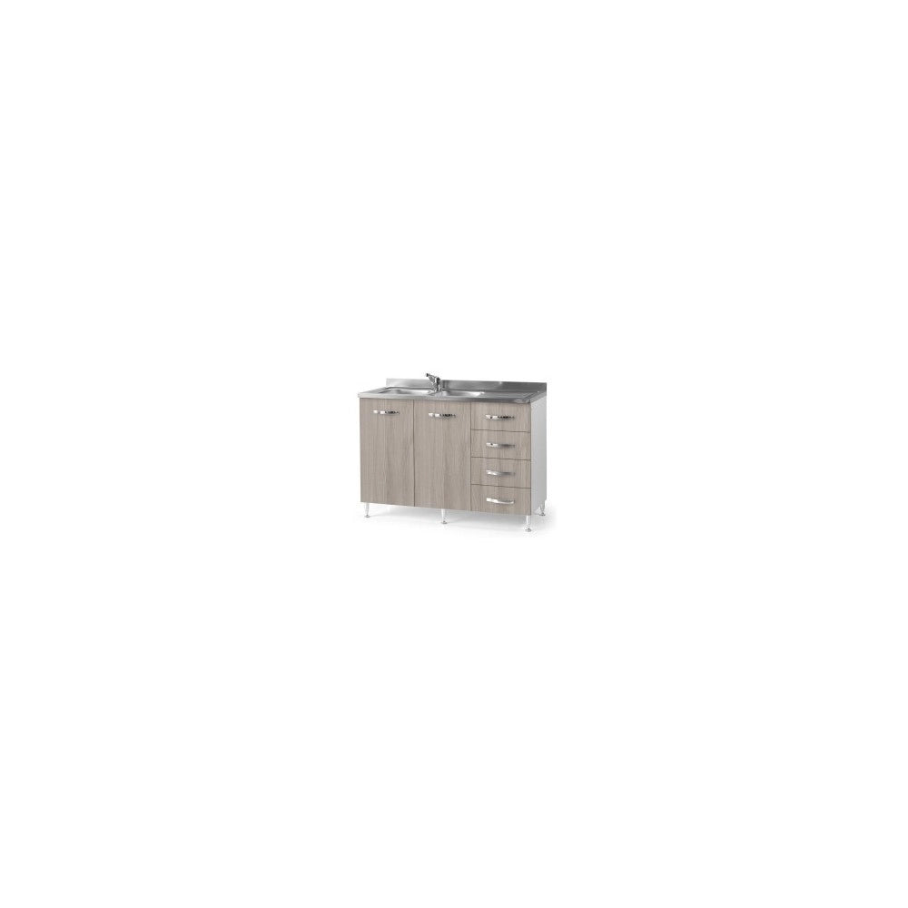 Sottolavello con cassetti 120 cm destro con lavello colore olmo