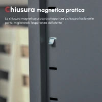 Mobiletto Multiuso 2 Ante Stile Industriale in Metallo per Casa e Garage, 75x33x110cm, Grigio