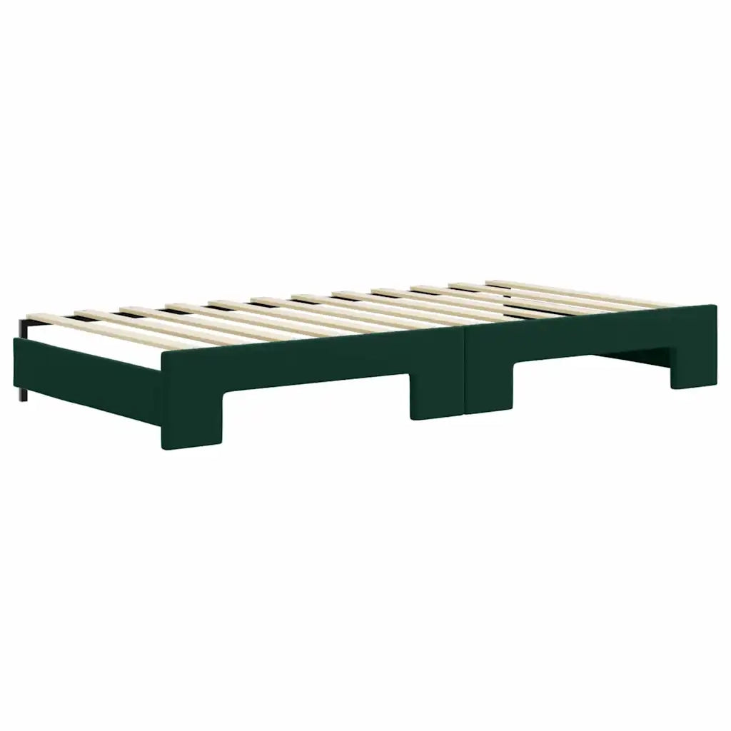 Divano Letto con Letto Estraibile Verde Scuro 100x200cm Velluto