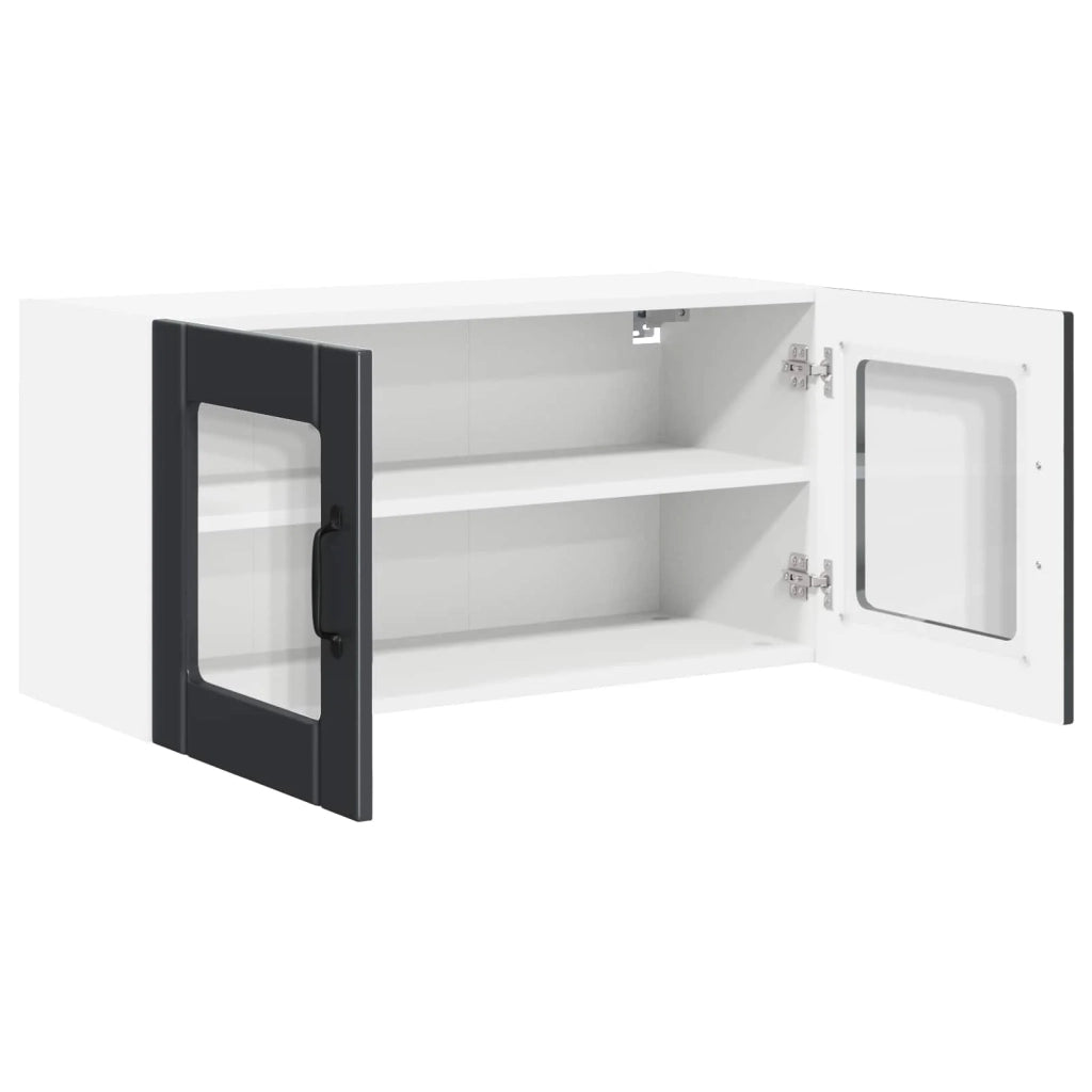 Mobile da cucina moderno a parete con 2 ripiani 80 x 31 x 40 cm legno composito nero 02_0054291
