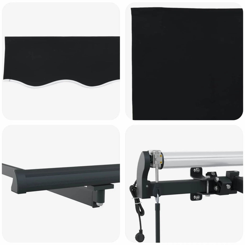 Tenda Retrattile Nero 300 x 250 cm Tessuto e Alluminio 3330039