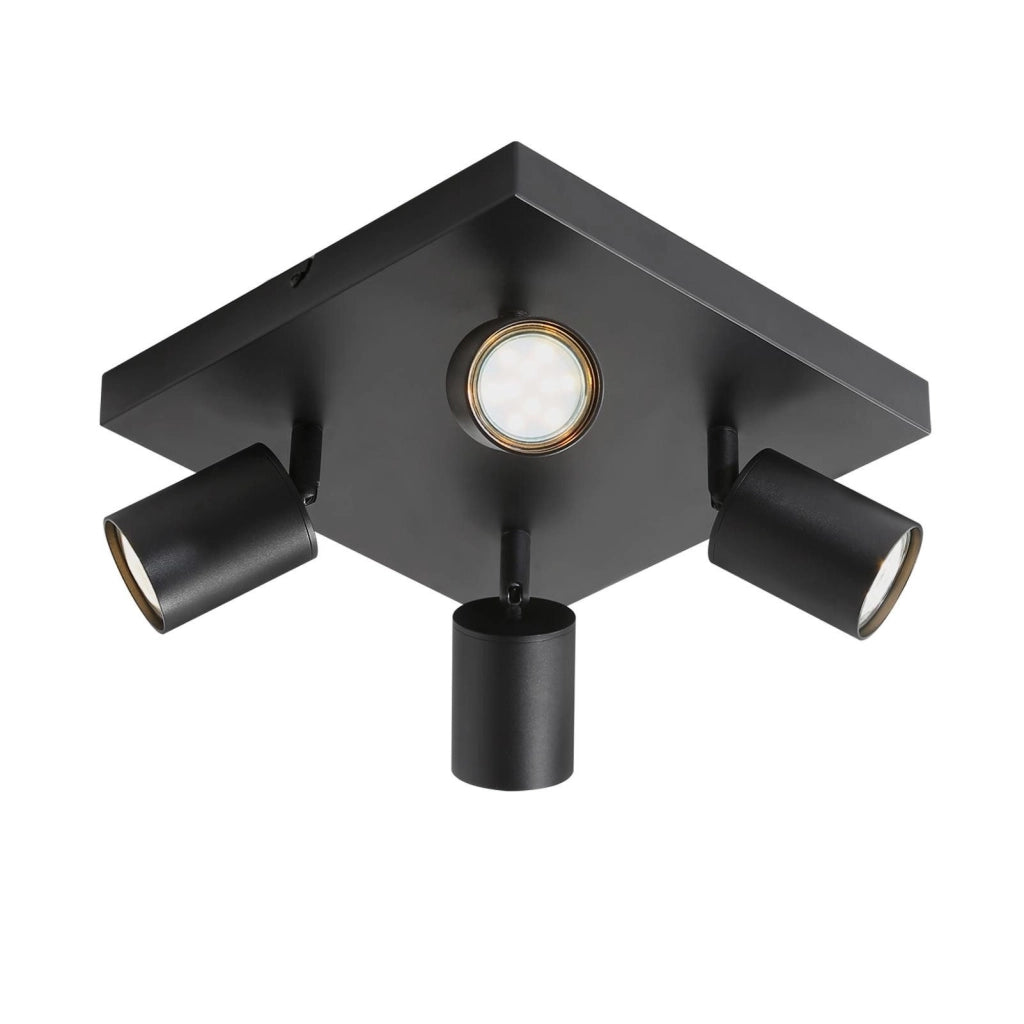 ZMH Faretto da soffitto neri 4 luci GU10 orientabili 330° stile industriale moderno per soggiorno camera