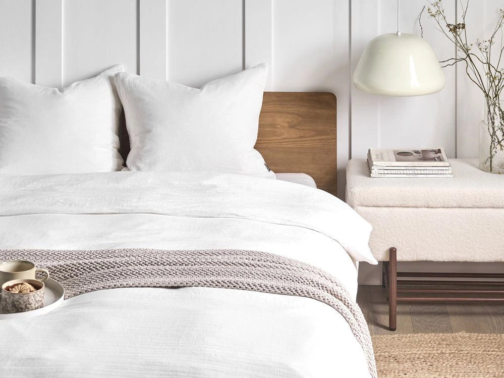 Set copripiumino e federa in mussola di cotone bianco sporco 150 x 200 cm per camera da letto moderna