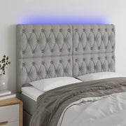 Testiera a LED-Testata con LED Grigio Chiaro 144x7x118/128 cm in Tessuto