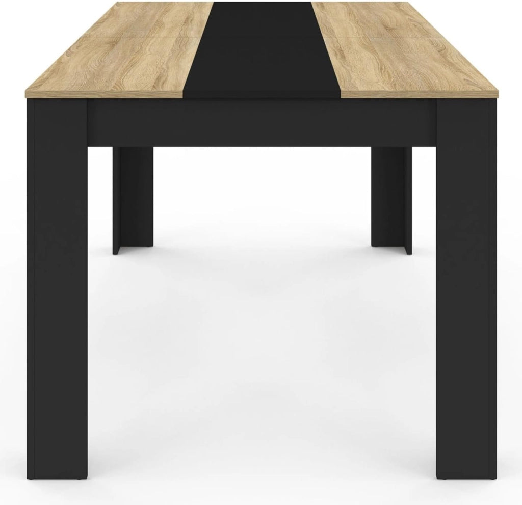 Tavolo da pranzo rettangolare GEORGIA per 8 persone in simil-faggio e nero 160 x 90 cm