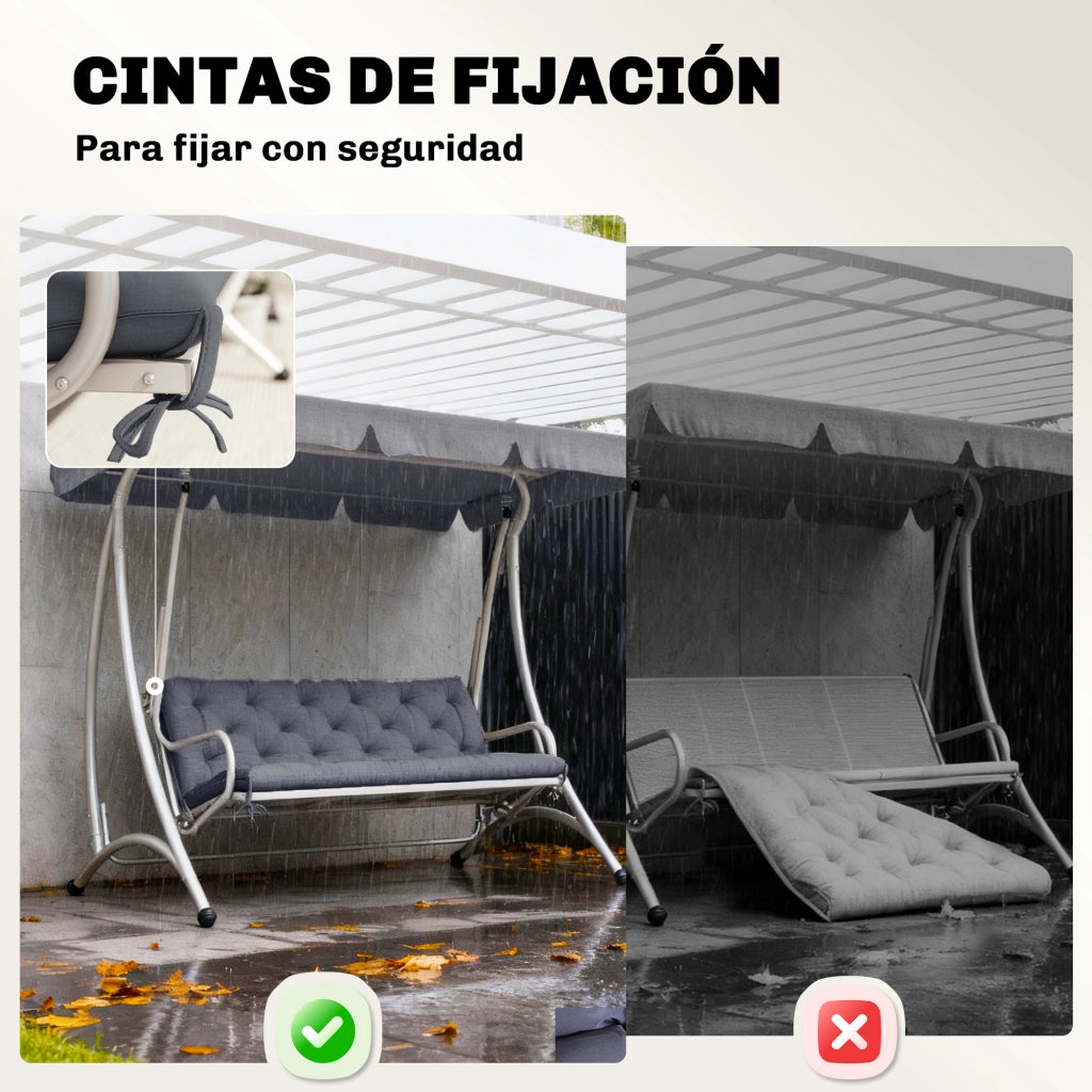 Cuscino per Panchina 3 Posti ¨C zephmum ¨C Grigio 150x98x8 cm