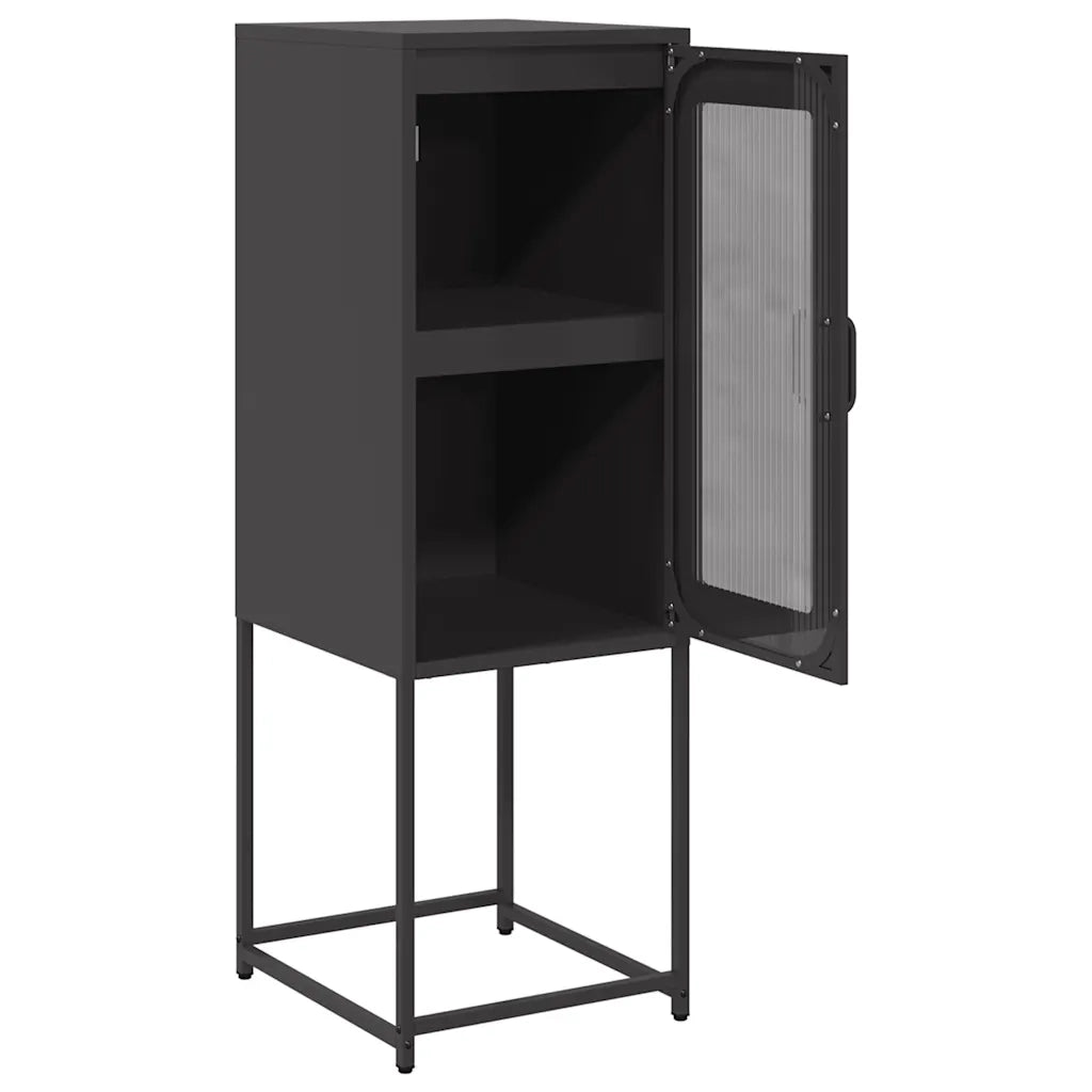 Credenza Nera 36x39x107 cm in Acciaio Laminato a Freddo 853398