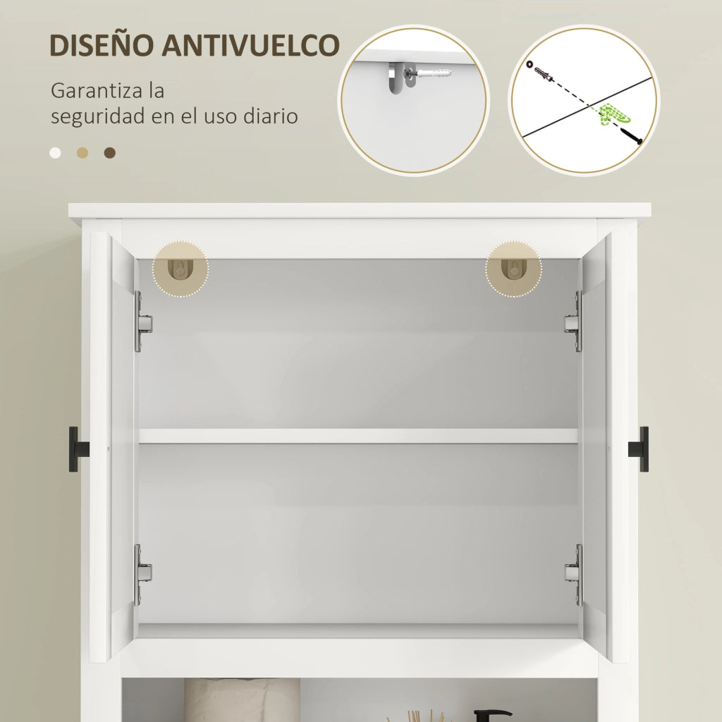 Mobile Sospeso Bagno 2 Ante Ratanio ¨C zephmum ¨C Bianco 60x19.5x160 cm