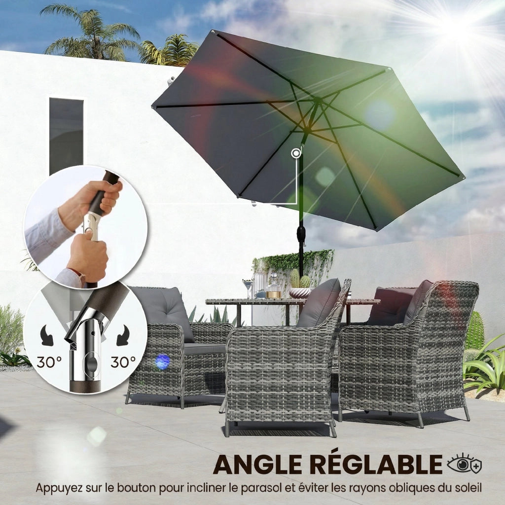 Ombrellone da giardino 2m inclinabile ¨C zephmum ¨C grigio scuro alluminio 180g/m2