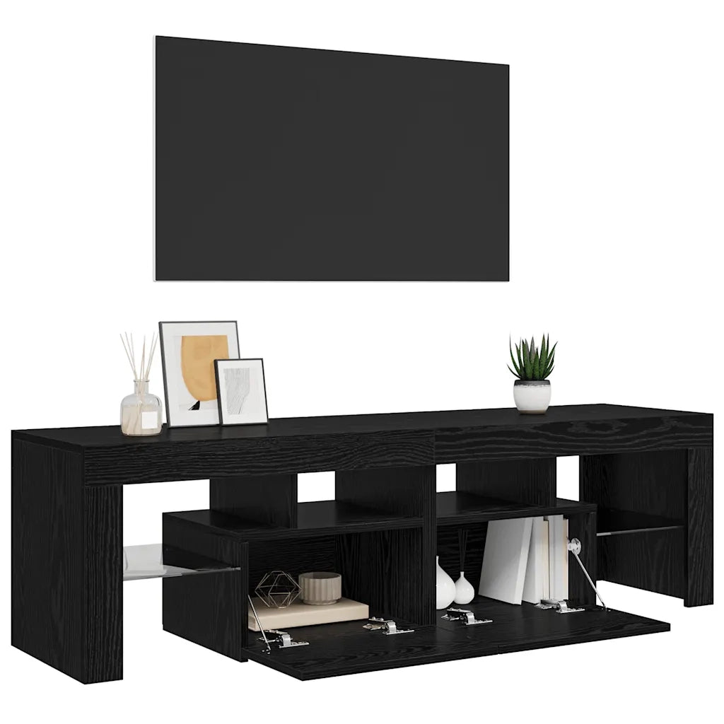 Mobile TV | Armadietto TV | Mobile Porta TV con LED Rovere Nero 140x36,5x40 cm Truciolato