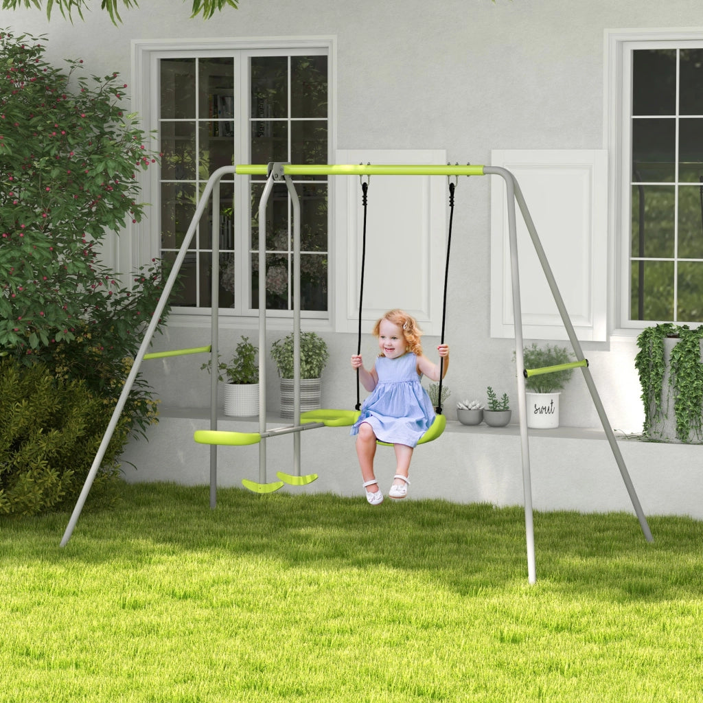 Altalena 2 posti con portico ¨C zephmum ¨C 255x160x180 cm verde grigio