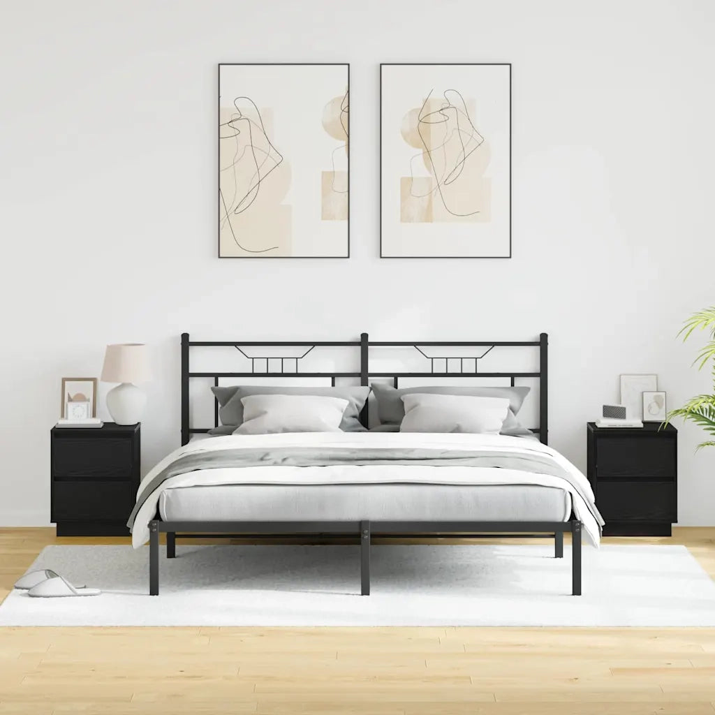 Set di 2 Comodini | Armadio da Notte | Mobiletto da notte Rovere Nero 39 x 34,5 x 50 cm