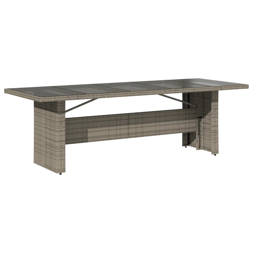 Tavolo da Giardino | Tavolino da esterno Piano in Vetro Grigio 240x90x75cm Polyrattan