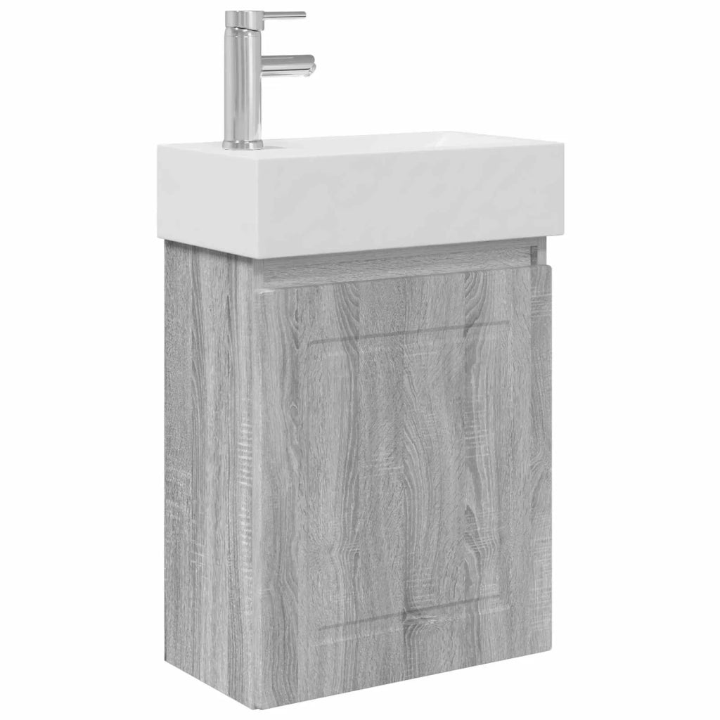 Mobile bagno con rubinetto Sonoma grigio 45,5 x 22,5 x 84 cm