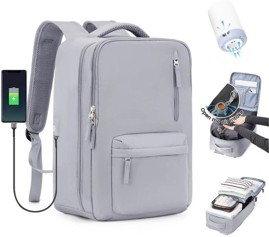 Borsa a vuoto per viaggiatore con sistema a vuoto per viaggi, borsa a mano per donna con airbag e sistema di compressione per viaggi aerei, borsa a vuoto per viaggi con pompa e impermeabile per uomini