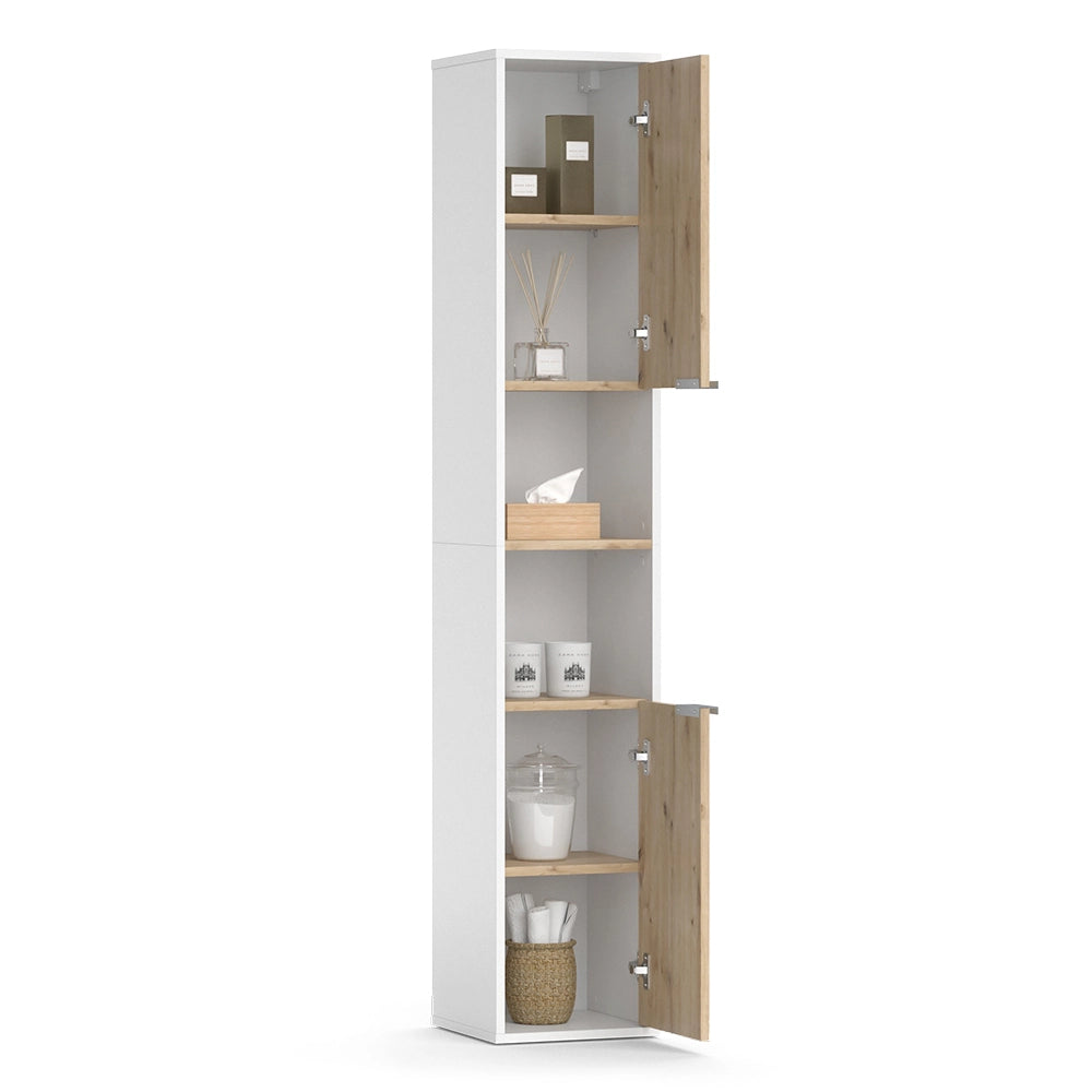 Vicco Armadio per il bagno Bianco 30 x 165 cm con ante e vani a giorno
