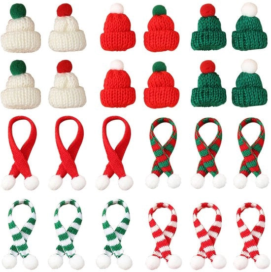 Set di Cappelli da Natale 24 pezzi - Set di Cappelli da Natale e Sciarpe - Decorazione da Tavola - Cappello da Natale con Caramella - Cappello Decorativo - Ideale per Natale - Decorazione da Natale