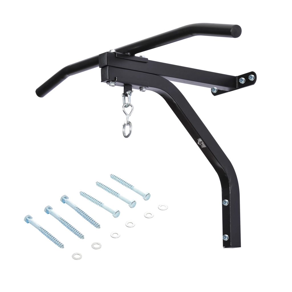 Staffa di supporto per sacco da boxe con barra per trazioni, 93x47x51cm, Nero