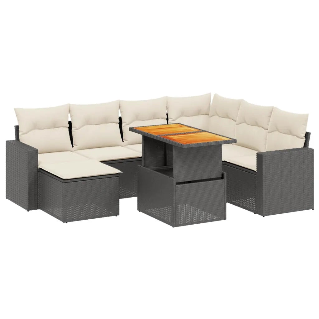 Set Divani da Giardino con Cuscini 8 pz Nero in Polyrattan 3271427