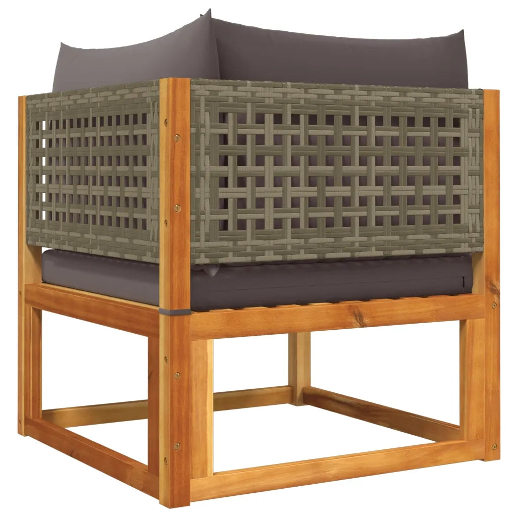 Divani da Giardino Angolari con Cuscini 2 pz in Legno di Acacia e Rattan