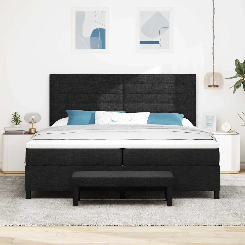 Letto a molle con materasso Nero 200 x 200 cm Tessuto 3344018