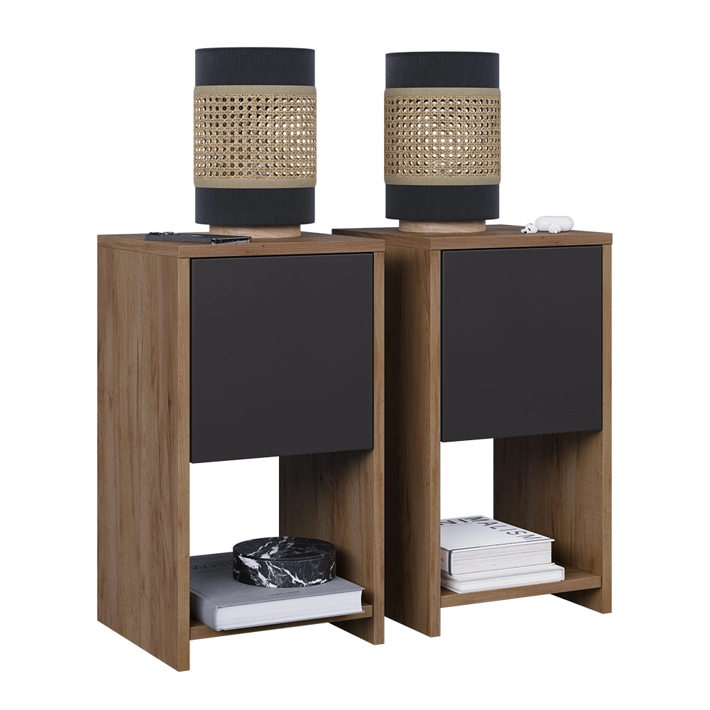 Vicco Comodino Quercia dorata/antracite Set di 2