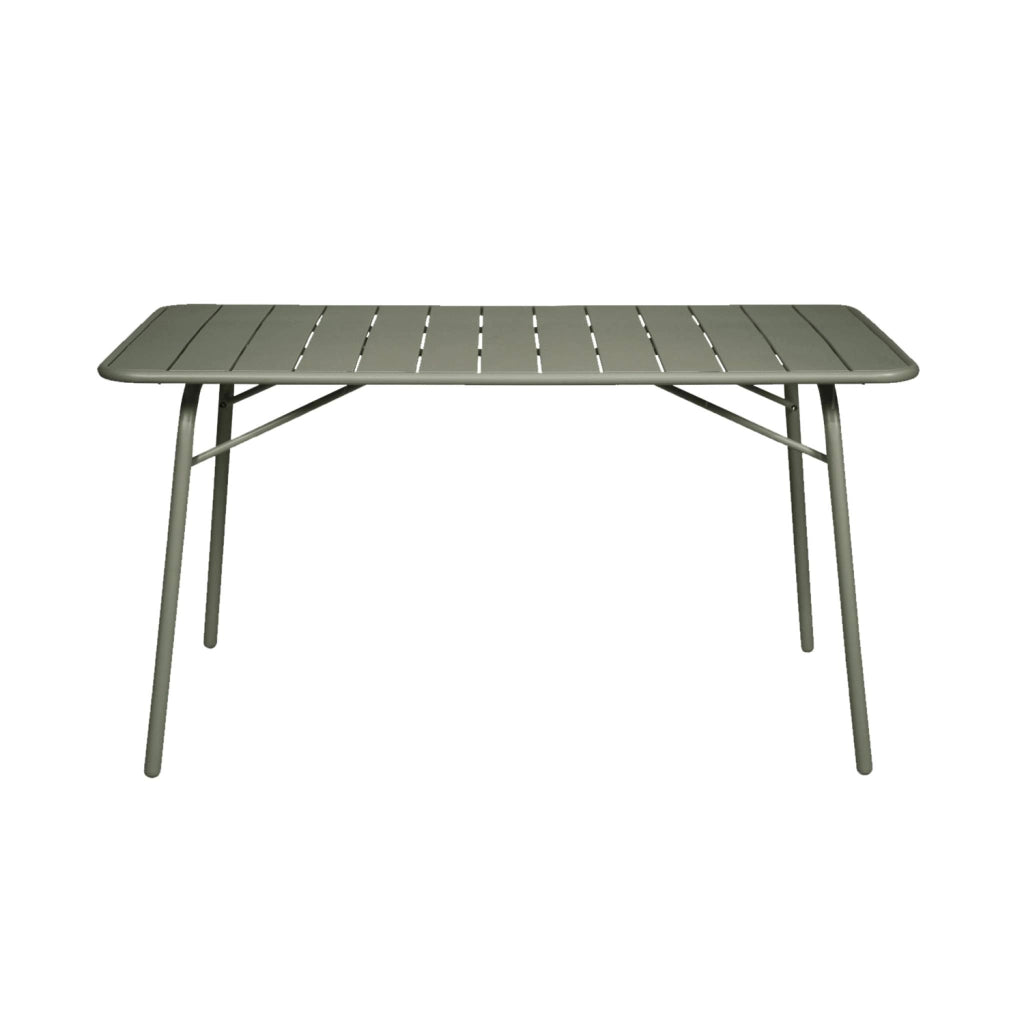 Set tavolo da giardino in acciaio con 6 sedie pieghevoli, 140cm, verde
