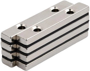Pacco di 8 forti magneti quadrati in neodimio, magneti neodimio extra forti, magneti piatti a vite, magneti a chiusura magnetica con foro, magneti rettangolari per DIY, costruzioni, fai da te e ufficio (60×10×5 mm)