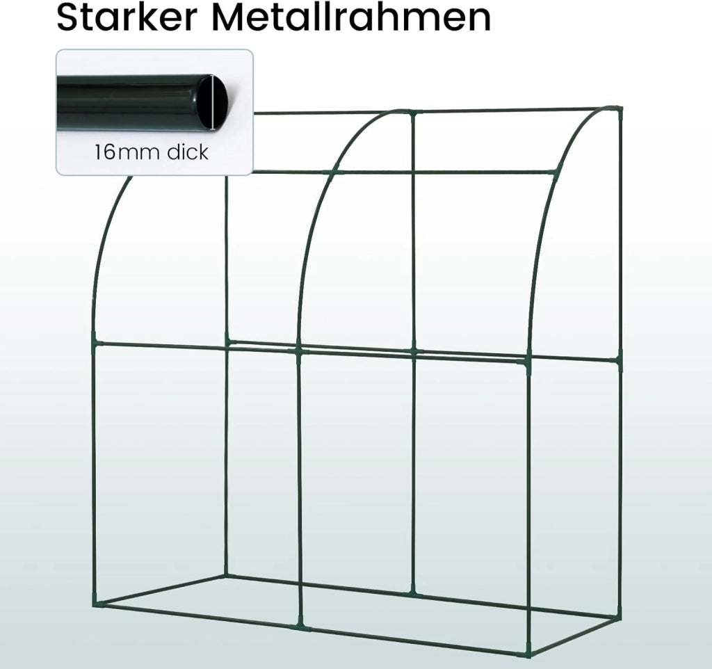 Serra da Giardino, Serra per Orto con 2 Porte Avvolgibili, Copertura per Piante con Telo PE a Rete 140 g/m2 e Telaio Metallico, Bianco, 200x100x210cm