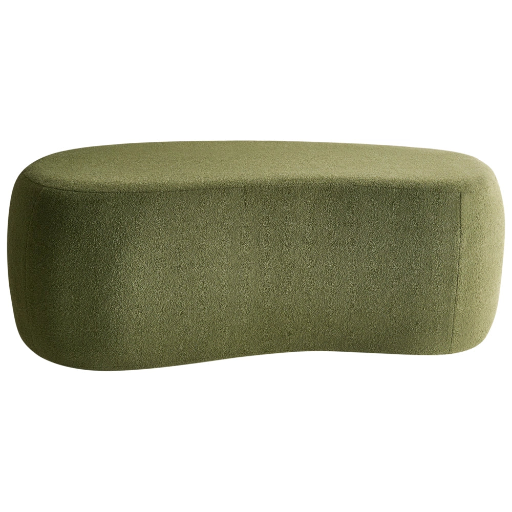 Sgabello imbottito moderno in bouclé verde panca da letto sgabello