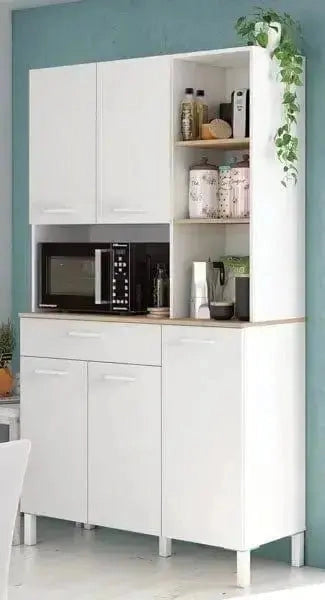 Armadio da cucina in bianco artik/canadian con 5 ante, 1 cassetto e 3 ripiani