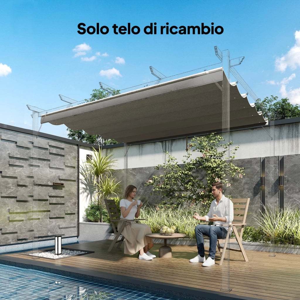 Tettuccio di Ricambio per Gazebo 3x3 m con 10 Fori di Drenaggio, Grigio Chiaro