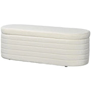 PANCA FONDO LETTO IN TESSUTO TEDDY CON VANO CONTENITORE PER INGRESSO E CAMERA, 116X41X40.5CM, CREMA