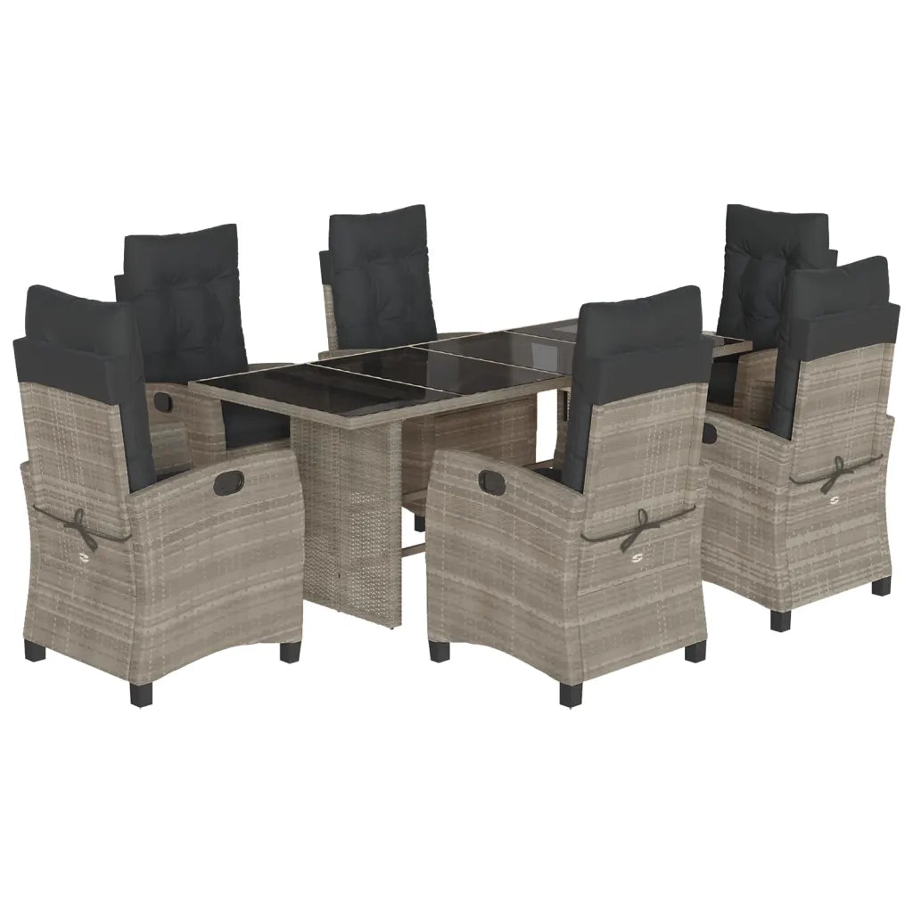 Set da Pranzo da Giardino 7 pz Cuscini Polyrattan Grigio Chiaro 3212698