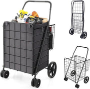 Carrello di Supermarket con Borsa Rimovibile e 2 Ruote - Carrello Multifunzionale per Shopping e Trasporto