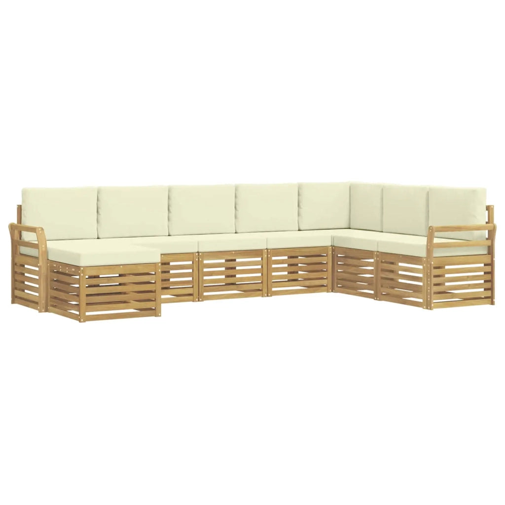 Set di divani da esterno 8 pcs Bianco e Crema 308 x 190 x 73 cm 3392315