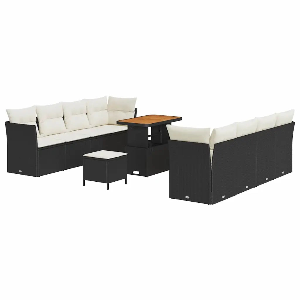 Set Divano da Giardino 11 pcs Nero polyrattan 3361460