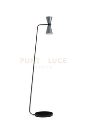 GRAAL LAMPADA DA TERRA 2 LUCI METALLO GRIGIO PARTICOLARI NERI  H.172CM