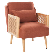 Poltrona Arancione Poliestere Struttura in legno con intreccio in rattan Gambe in legno Tappi delle gambe in plastica con cuscino Stile tradizionale Soggiorno Camera da letto