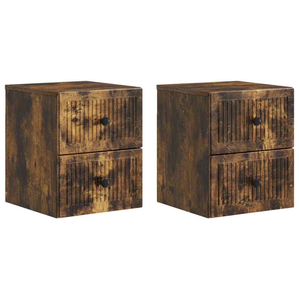 Mobiletto da notte a muro 2 pcs Rovere Fumo 33 x 34,5 x 40 cm 897966