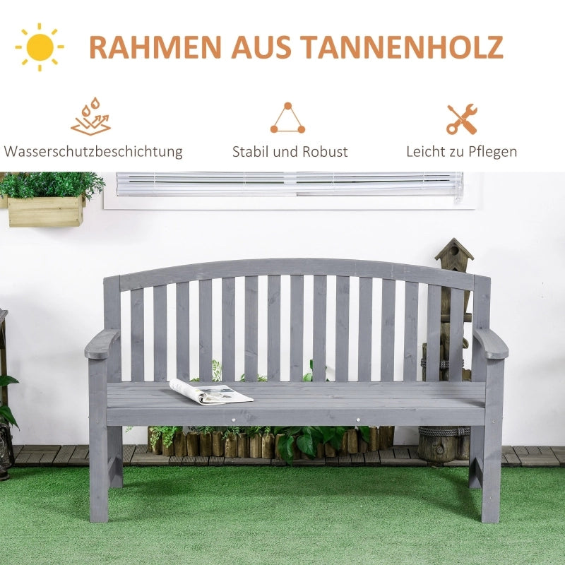 Panchina da giardino a 2 posti in legno resistente alle intemperie con schienali grigia