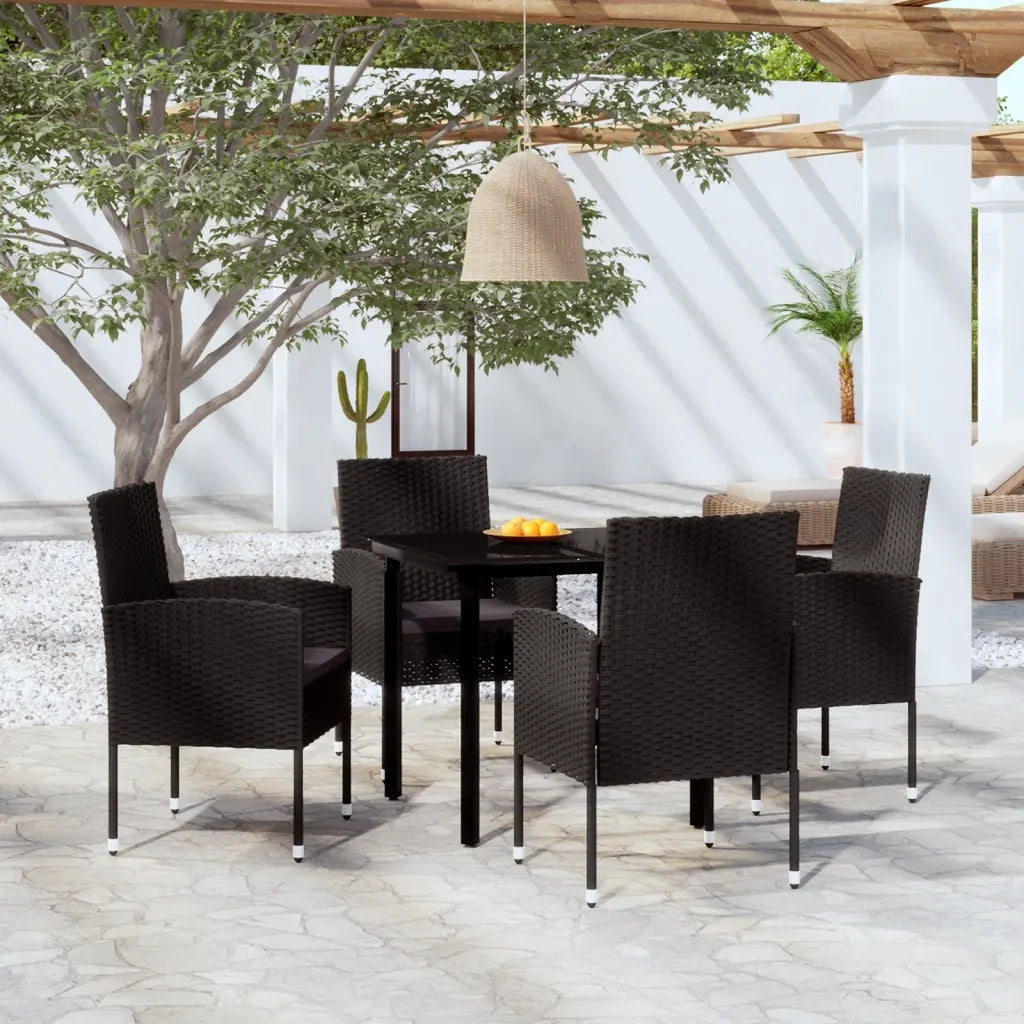 Set Mobili da Pranzo per Giardino 5 pz Nero cod mxl 39378